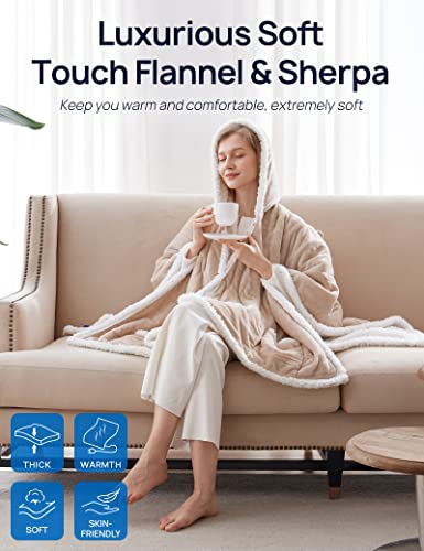 Light Grey 50 x 60 Inch Wearable Heated Throw Blanket R8177