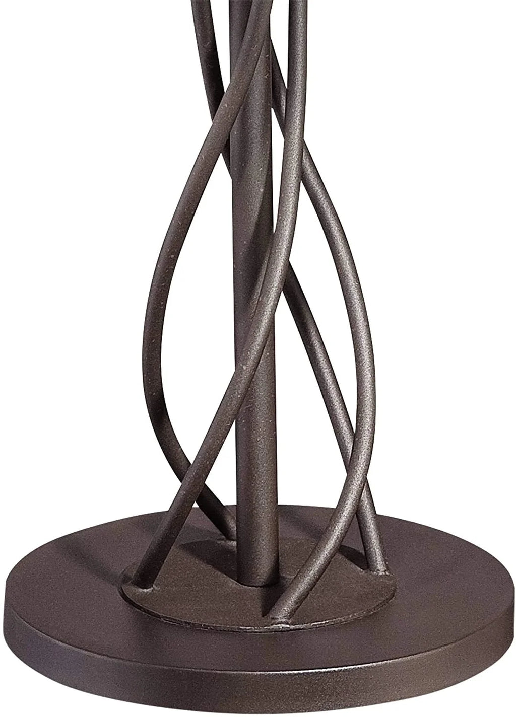 Rustic Farmhouse Floor Lamp with Tray End Table 63.5" Tall Wood Twisted Iron Base Brown Linen Fabric Tapered Drum Shade W598