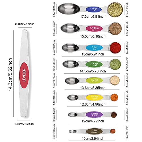 Magnetic Stainless Steel Measuring Spoons Set with Leveler L3794