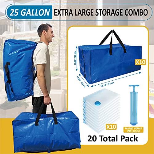6 Pack Heavy Duty Extra Large Moving Bags with Backpack Straps & Vacuum Storage Bags X995252