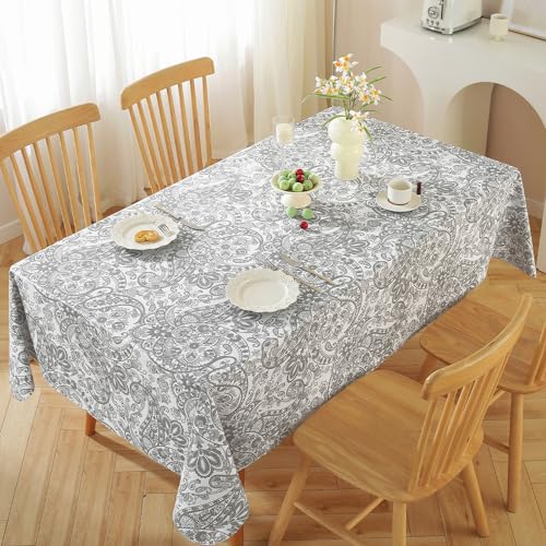 Blue 60x120 Inch Waterproof PVC Tablecloth with Flannel Backing I5377