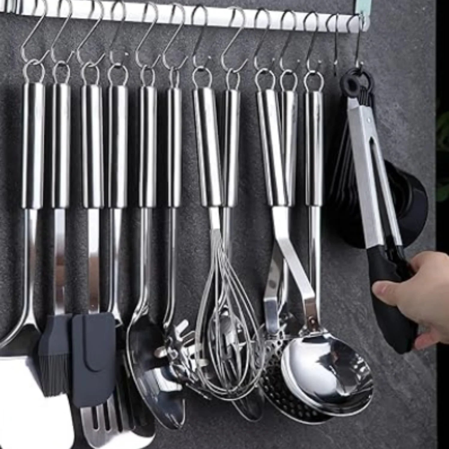 38 Piece Stainless Steel Kitchen Utensil Set with Utensil Holder Rack K203076