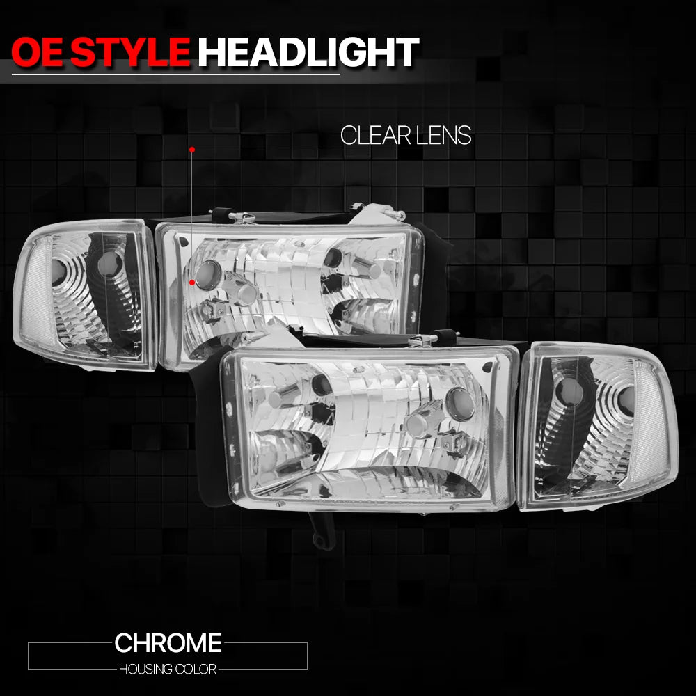 Chrome Housing Headlight Clear Corner Turn Signal Reflector X6648
