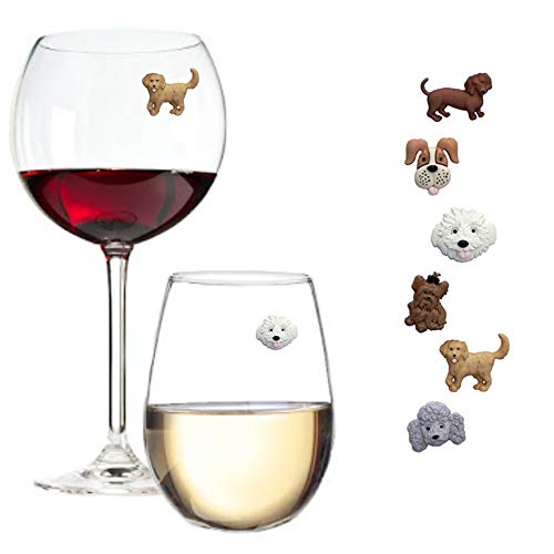 Set of 6 Dog Wine Charms for Stemless Glasses U3600