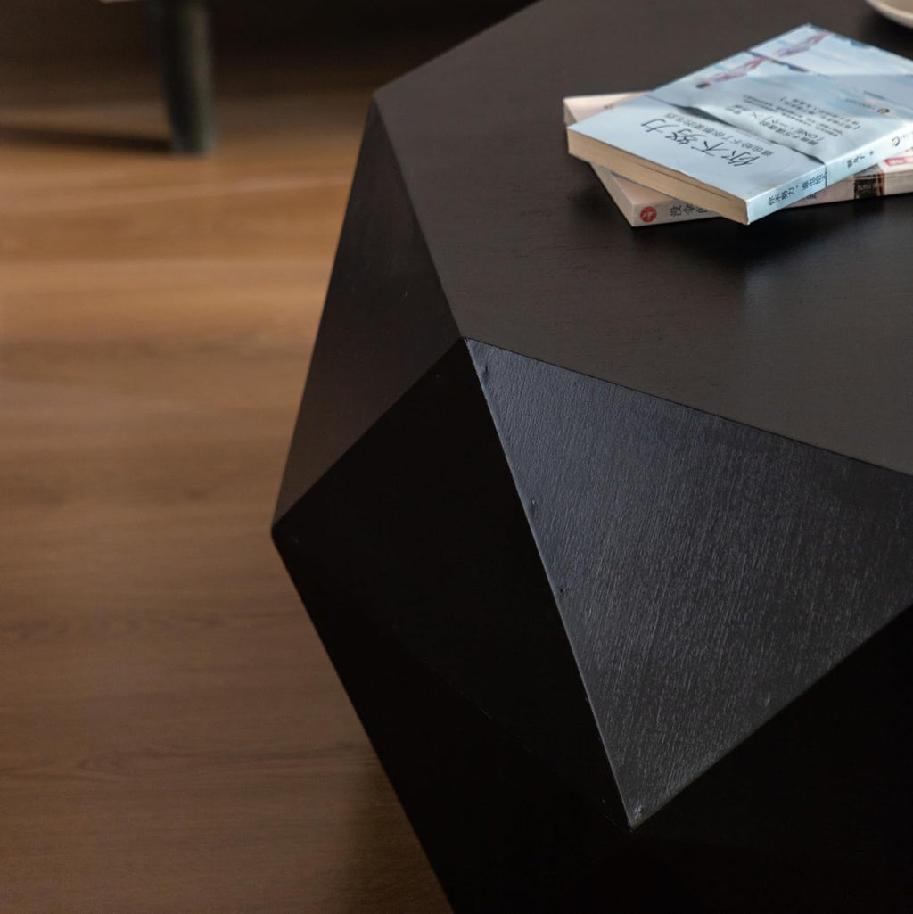 Black Round Wood Coffee Table K154