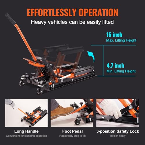 1500 LBS Hydraulic Scissor Motorcycle Jack Stand with 4 Wheels I48004