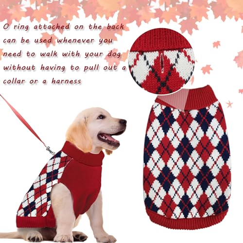 Red Argyle Knit Dog Sweater A62155