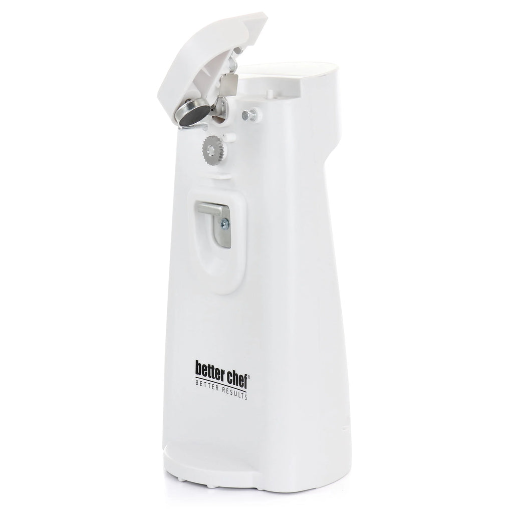 White Electric Can Opener with Knife Sharpener and Bottle Opener T166