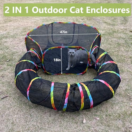 Outdoor Cat Enclosures Portable Mesh Tent Playpen Tunnel for Small Animals S960021