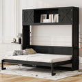 Black Full Horizontal Murphy Bed with Shelves and Storage Bookcase J615
