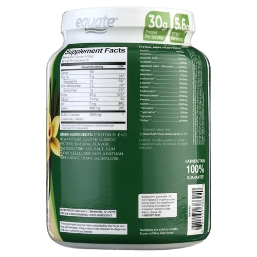 Plant-Based Protein Supplement, 2 lbs, Smooth Vanilla S170969