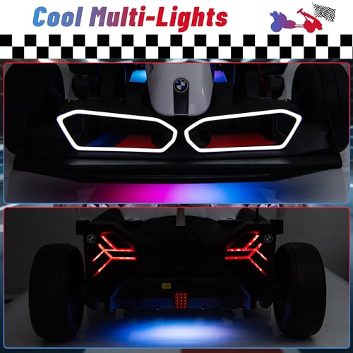 24V 9AH Electric Go Kart with Adjustable Seat, 7.5 MPH Drift Kart, 2 * 200W Motors, Grey D64075