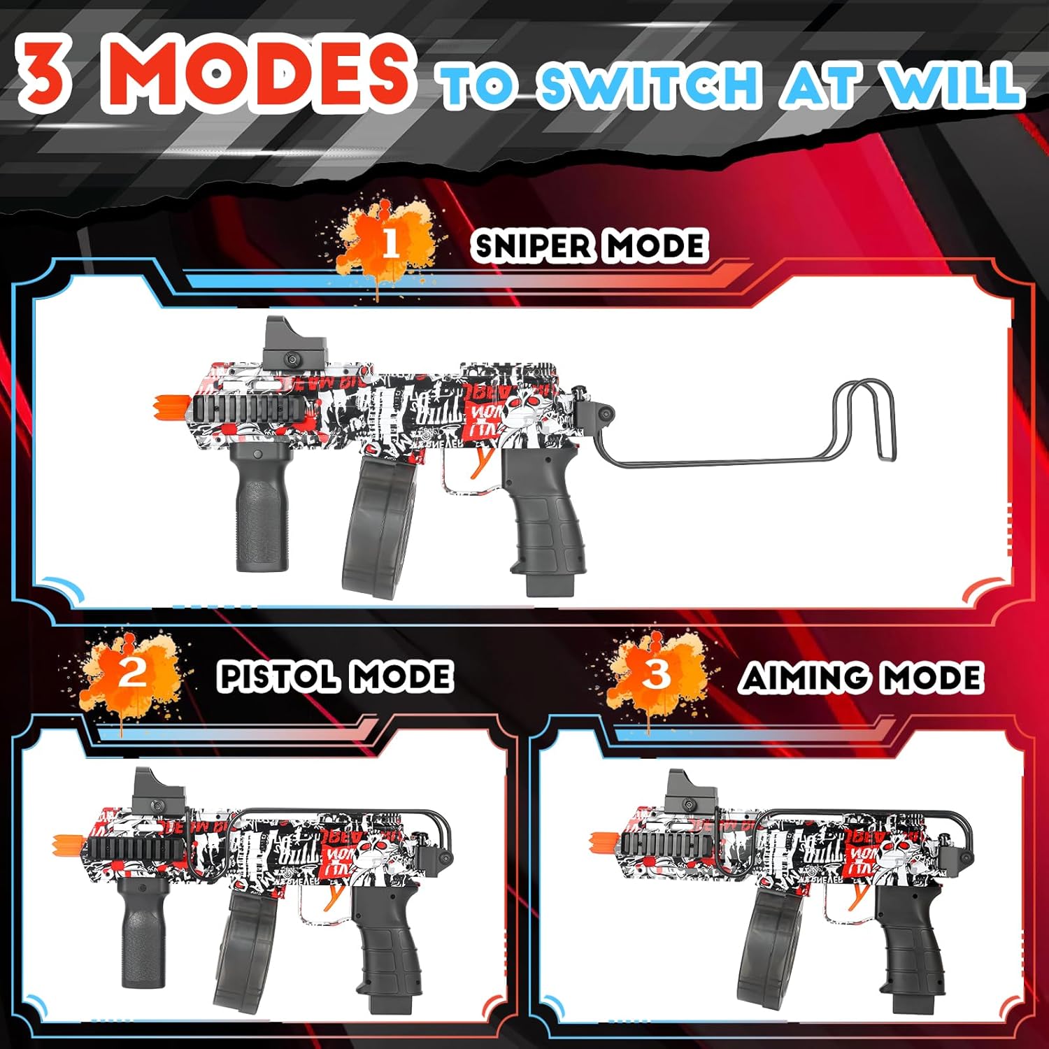 Red Electric Gel Ball Blaster with 10,000 Gel Beads Y20017