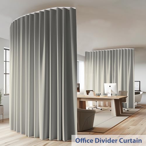 White Room Divider Curtain with Ceiling Track and Hooks, 1 Panel, W 8.3 x H 7ft P71783