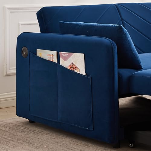 3-in-1 Velvet Sofa with Pullout Bed H70359