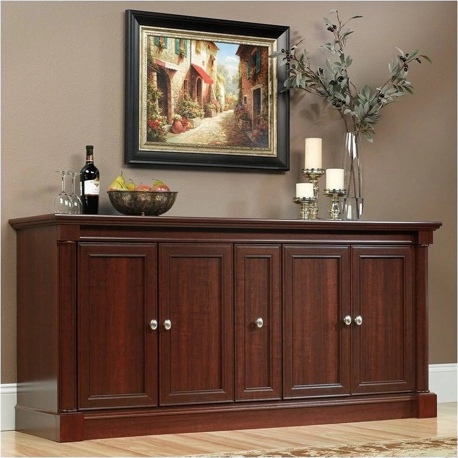 Cherry Entertainment Credenza with Cord Management T829924