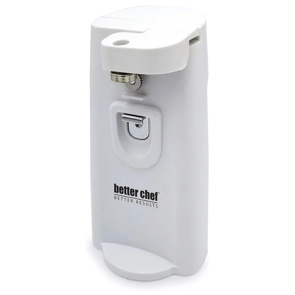 White Electric Can Opener with Knife Sharpener and Bottle Opener T166