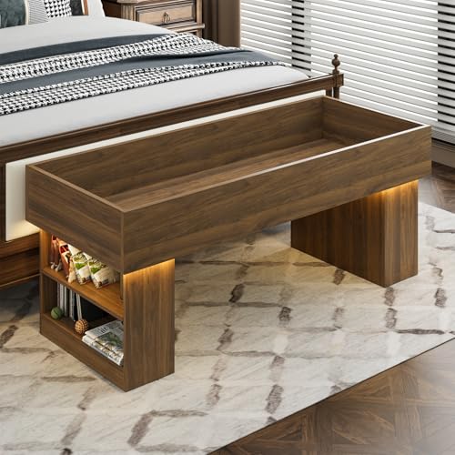 Walnut Wooden Pet Bed with 2 Cushions and Led Light C720088
