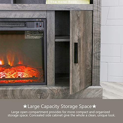 Electric Fireplace TV Stand Entertainment Center Corner Fire Place Heaters Tv Console for TVs up to 42" Wide, Rustic J385444