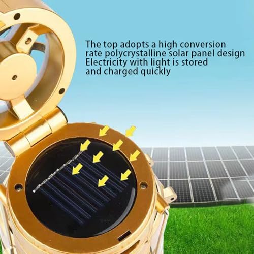 5-in-1 Portable LED Camping Lantern with Fan, Solar/USB Rechargeable, Lightweight ABS (Silver, 17.7X10X7.7cm) E9502