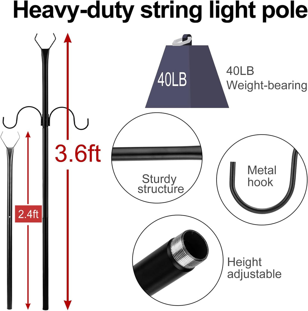 2 Pack Adjustable Metal String Light Poles R804671