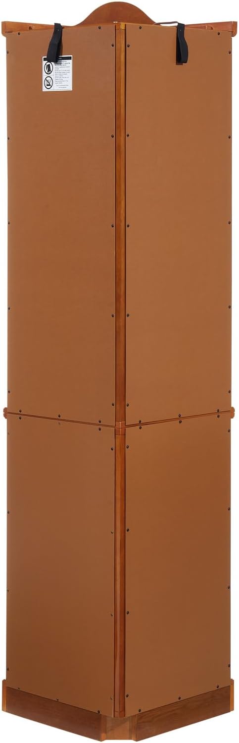 Brown Corner Curio Cabinet with Tempered Glass Doors and Adjustable Shelves U495