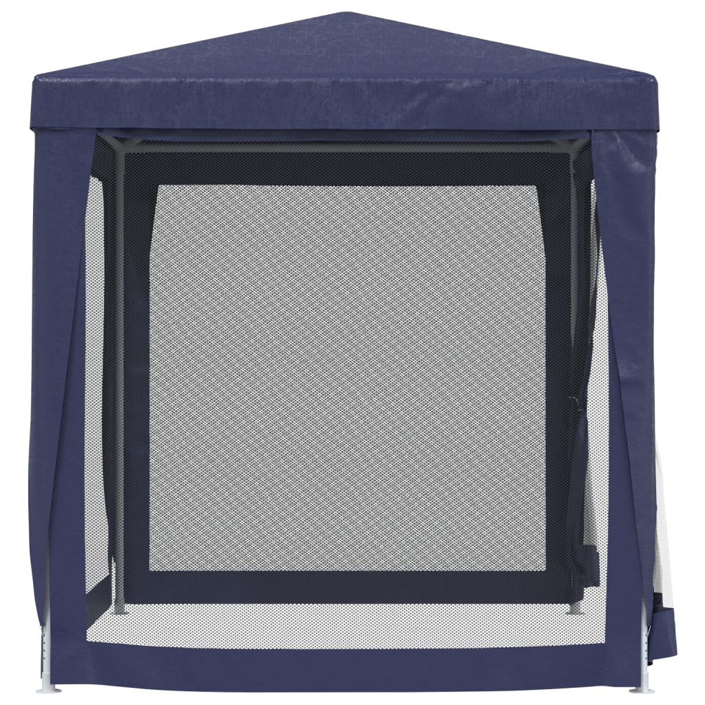 Blue 6.6'x6.6' HDPE Party Tent with 4 Mesh Sidewalls F57881