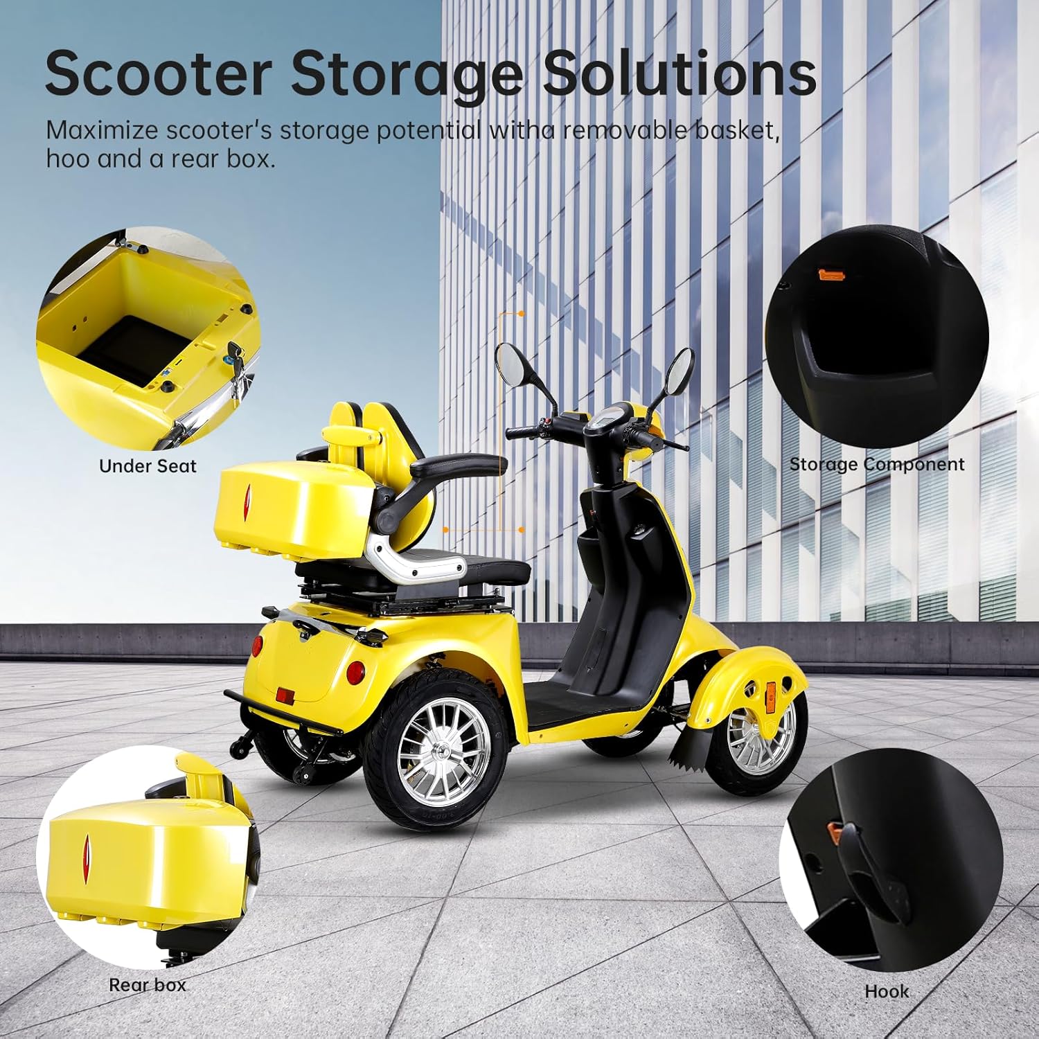 Yellow 4 Wheel Mobility Scooter 500lbs Capacity Z771170