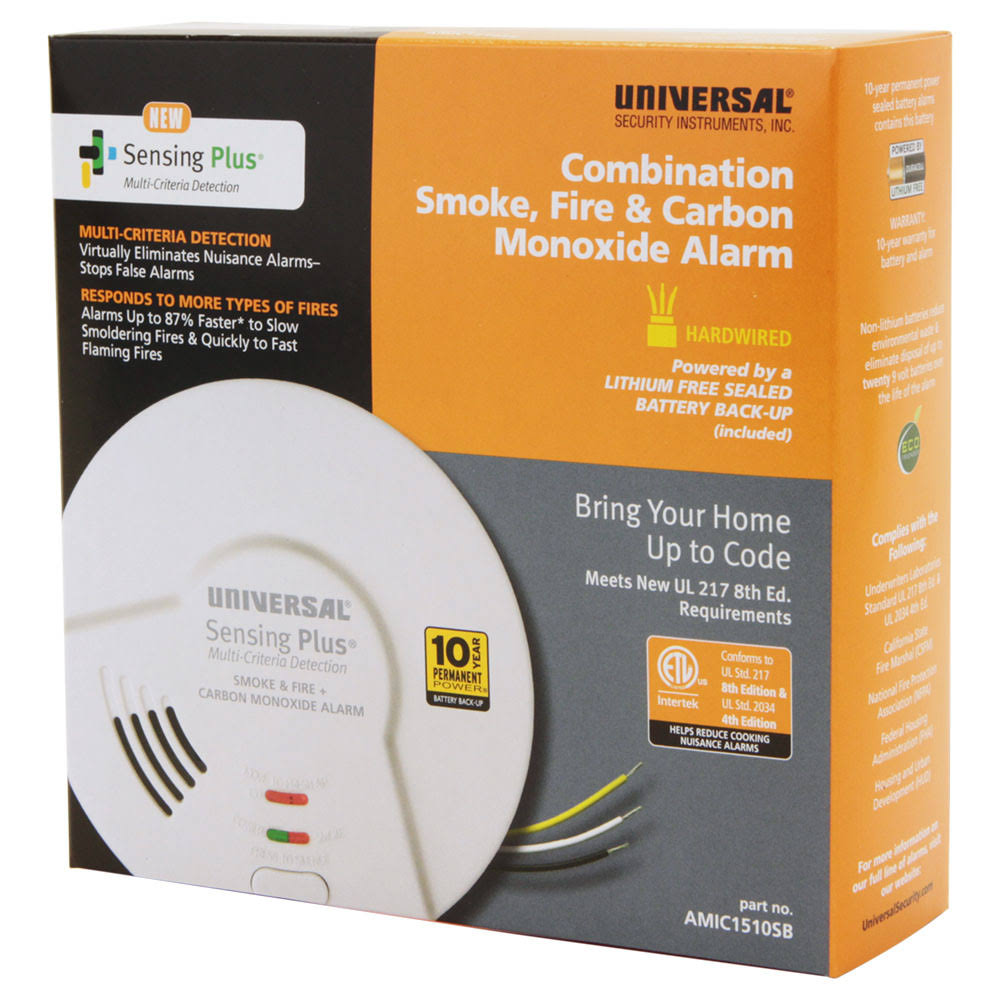 3-in-1 Hardwired Smoke Fire & CO Alarm Detector T2089