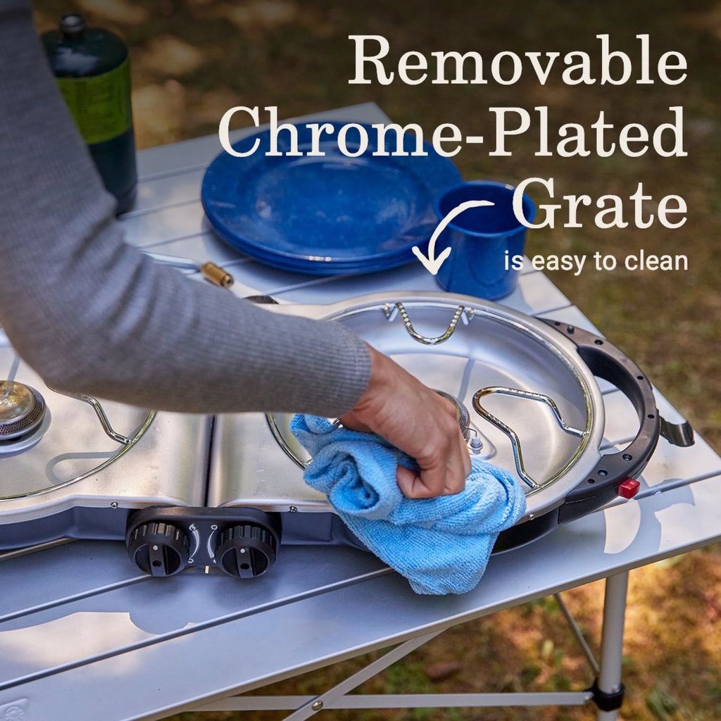 Black 2 Burner Portable Propane Camping Stove Q910