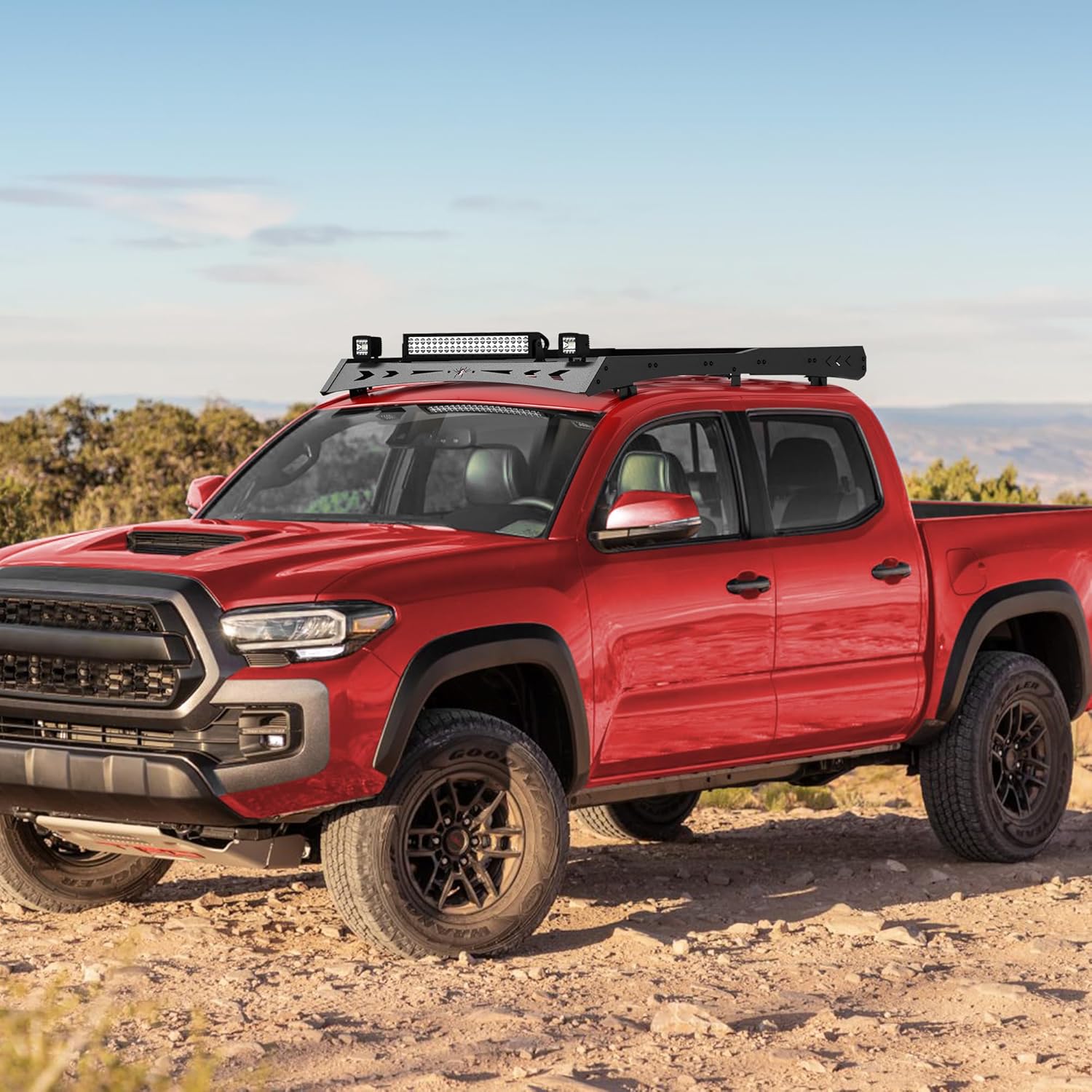 Heavy Duty Roof Rack Cargo Carrier with 2 LED Lights and 1 Light Bar G4706