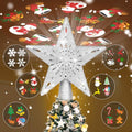 Silver 3D Glitter Lighted Christmas Tree Topper with Rotating LED Lights U645