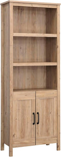 Khaki Pine Finish Bookcase with Doors U387400