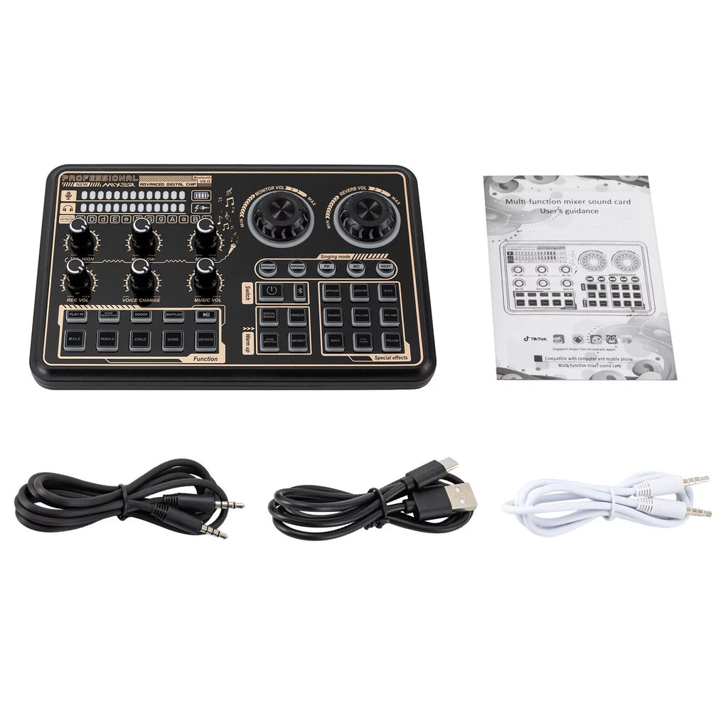 Sound Effects Board Audio Interface with Voice Changer and LED Lights E3801