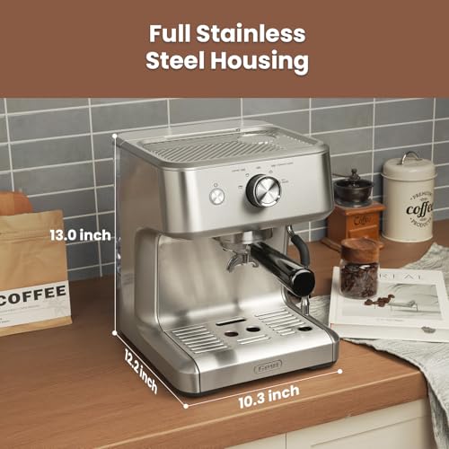 Commercial Espresso Machine with Adjustable Temperature, 2.2L Stainless Steel L707