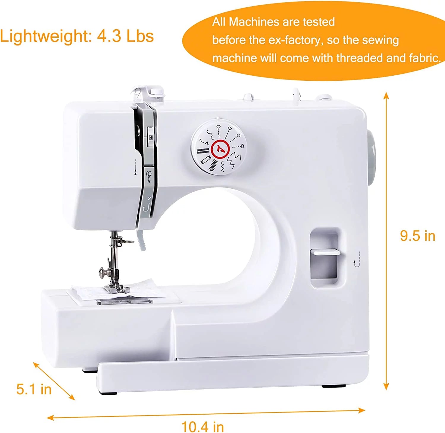 Portable Sewing Machine with 12 Built-In Stitches T25006