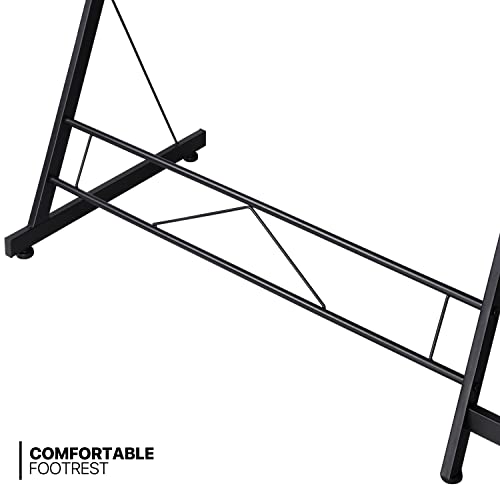 Black L Shaped Gaming Desk with Metal Frame D417