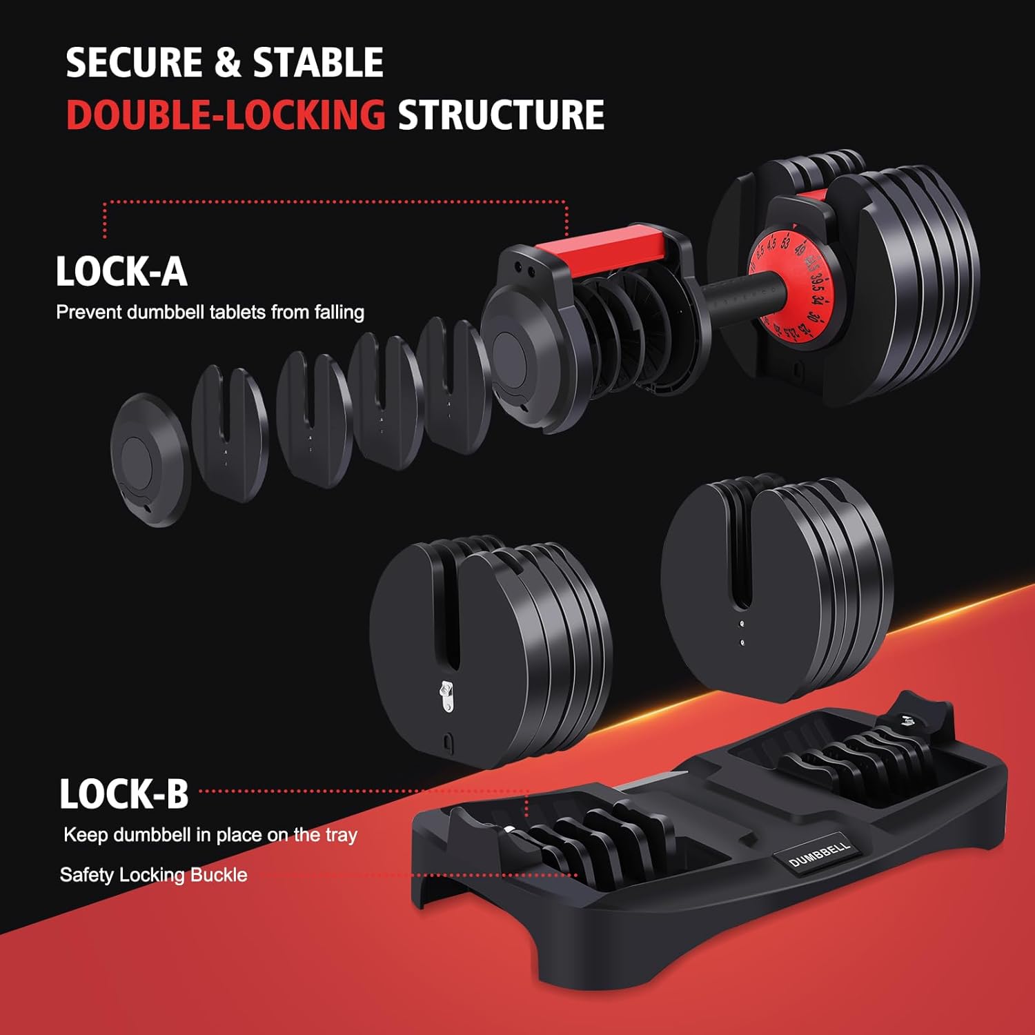 53LB 15 in 1 Adjustable Dumbbell Set with Anti-Slip Handle K7925