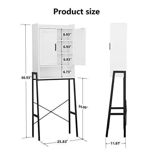 Wooden Over The Toilet Storage Cabinet with Double Door and Adjustable Feet M164