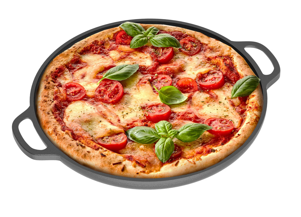 Black 12 in x 14 in x 1 in Cast Iron Baking Pizza Pan O698