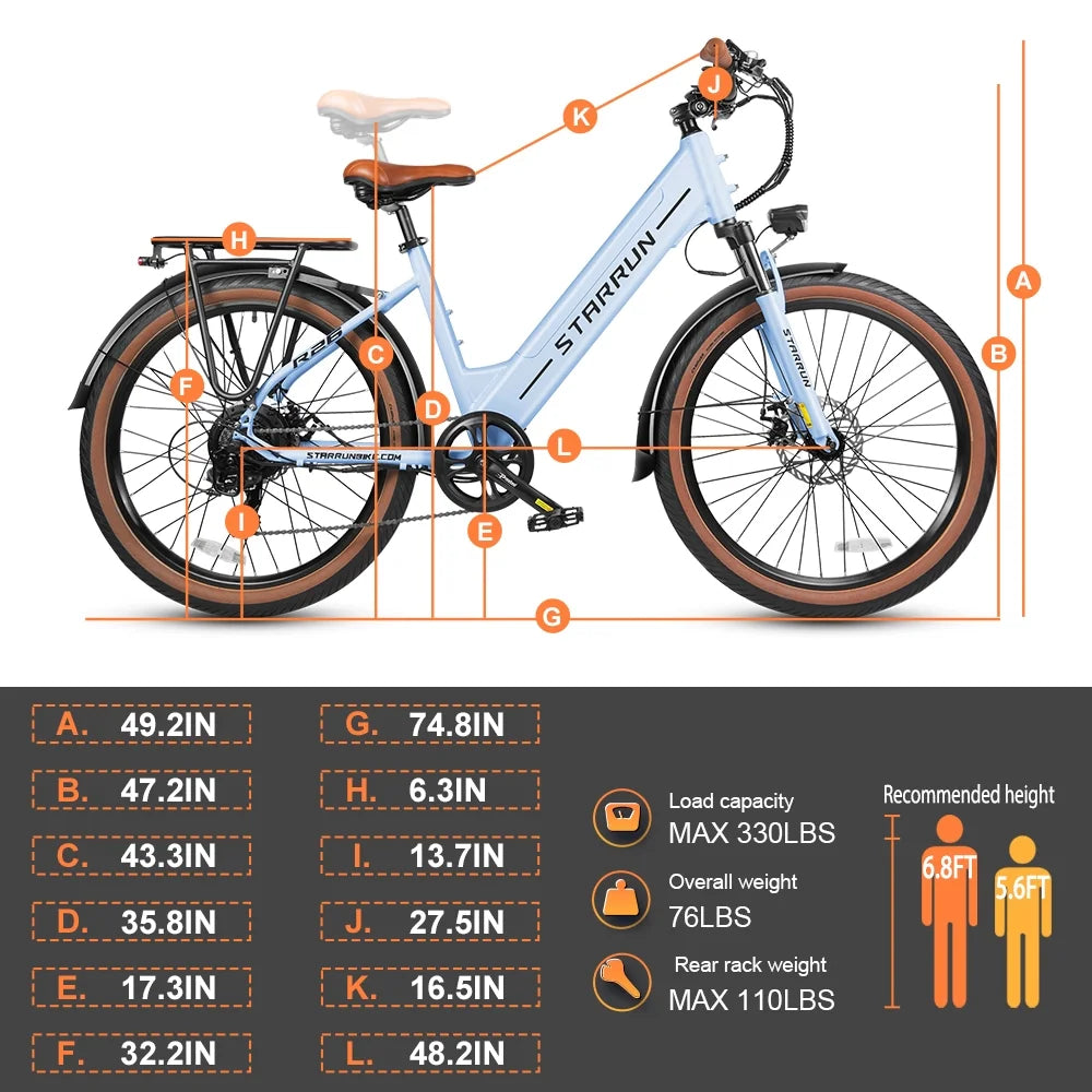 500W 48V 12Ah 7 Speed 26'' Electric Bicycle T9685