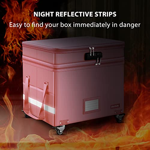 Gray Fireproof Document Box with Lock and Wheels G6570