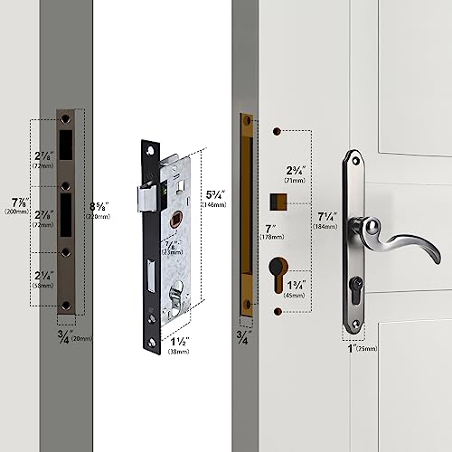 Brushed Polished Brass Lever Handle Set for Screen & Storm Doors A187