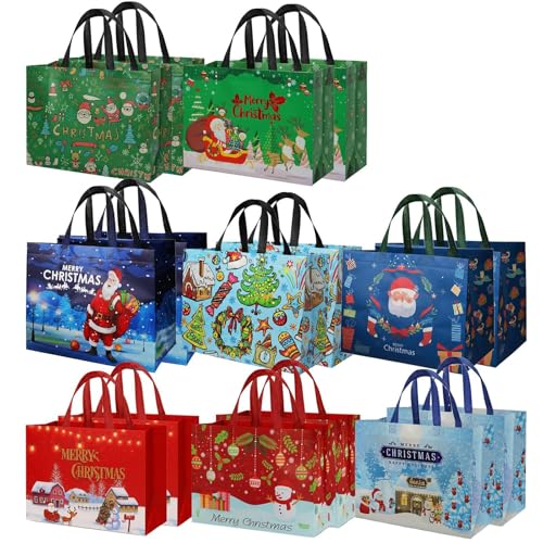20 Pack Assorted Sizes Non-Woven Christmas Gift Bags with Handle C428
