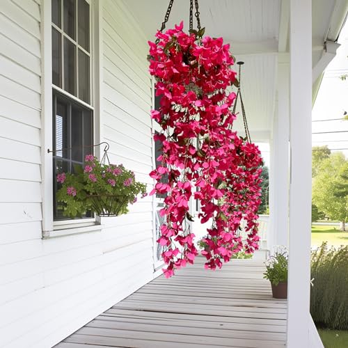 Fuchsia Artificial Silk Hanging Flowers Pack of 2 B35030