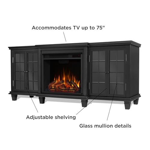 White 70" Electric Fireplace TV Stand with Adjustable Shelves M143