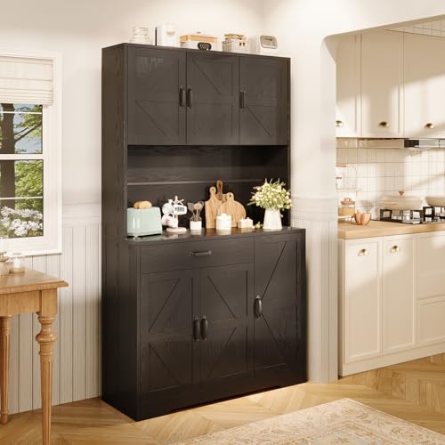 72" Tall Storage Cabinet with Adjustable Shelves & Steel Frame, Dark Grey T751356