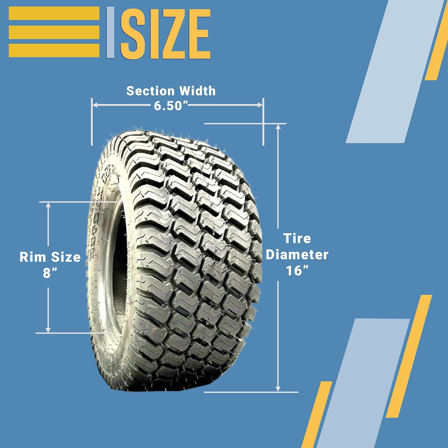 16x6.50-8 Lawn Tractor Turf Tire 4 Ply Rated B8166