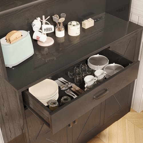 72" Tall Storage Cabinet with Adjustable Shelves & Steel Frame, Dark Grey T751356