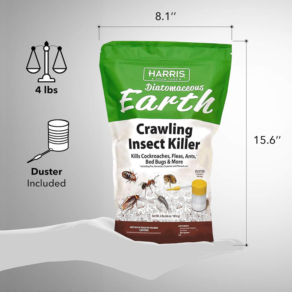 4lb Diatomaceous Earth Crawling Insect Killer with Powder Duster P9667